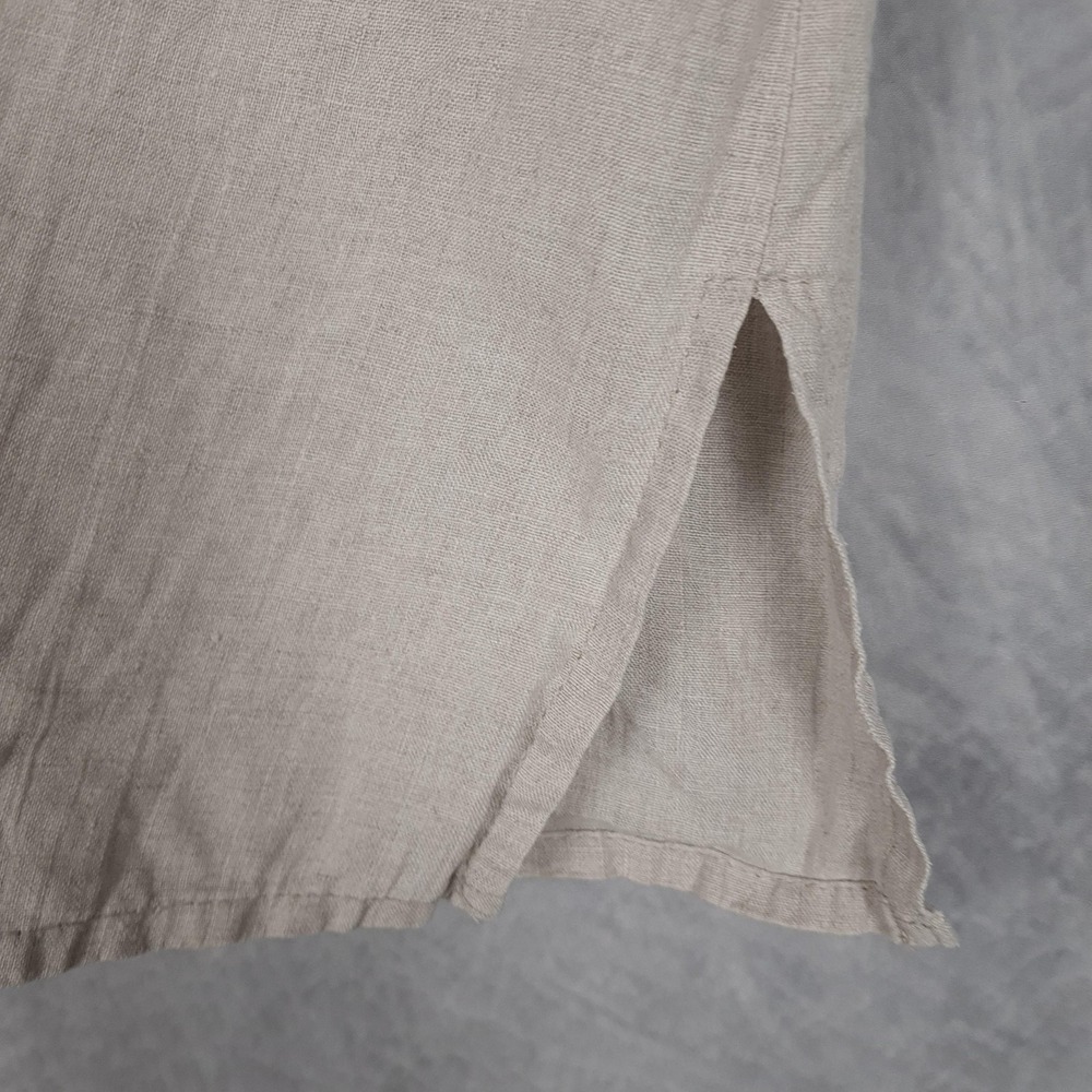 Flax Cream Button-Front V-Neck Tunic - Picture 7 of 16